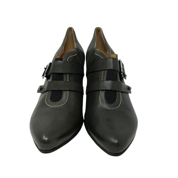 Fidji Womens Classic Pump Shoes Boots Gray Almond Toe Leather Slip On Size 41/ 9 - Picture 2 of 10